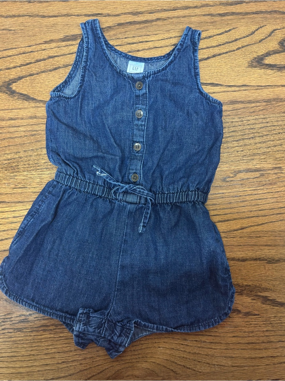 GAP 18-24M Dark Blue Denim Button-Front Girls Romper